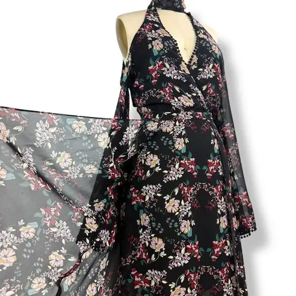 New w/Tags NICHOLAS pure silk floral flowing Goddess cold shoulder dress - Picture 15 of 16